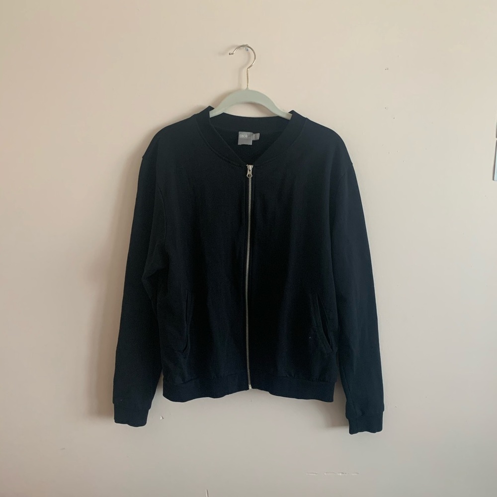 ASOS Fleece-Lined Bomber Jacket in Black
